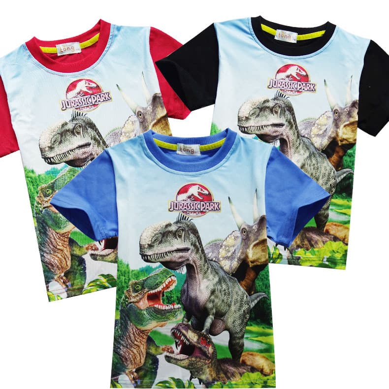 New Boys T-Shirt Dinosaur Cartoon Dinosaur World Children's Clothing Kids Short Sleeve Kids T2003