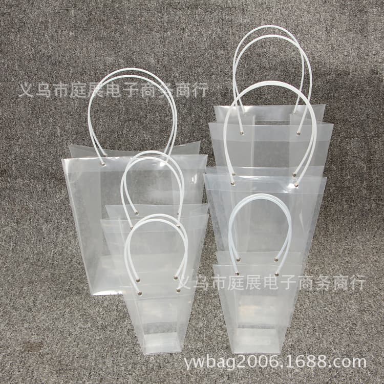 Leather Tube Portable Plastic Gift Bag Transparent T-Shape Bonsai Bag Rose Flower Packing Tote Bag Korean Potted Plant Bag
