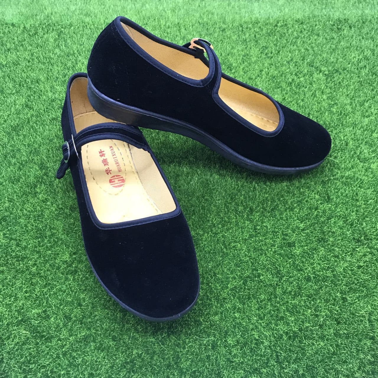 Women's Old Beijing Cloth Shoes Work Shoes Black Flat Heel Hotel Dance Shoes Chinese Restaurant Server One-Strap Buckle Cloth Shoes