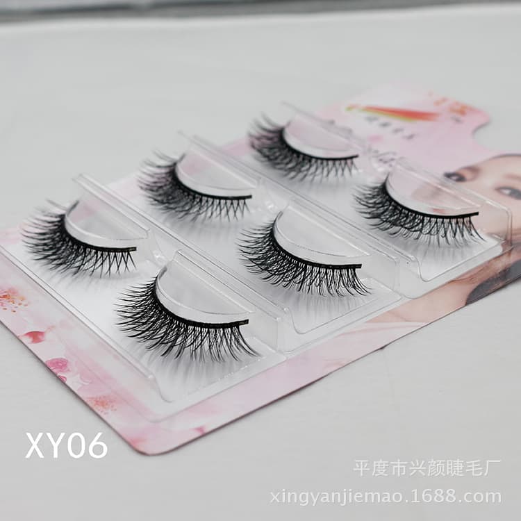 Wholesale 3D Handmade Eyelash Extensions Natural Nude Look Transparent Band Japanese Style False Lashes Export Eyelashes