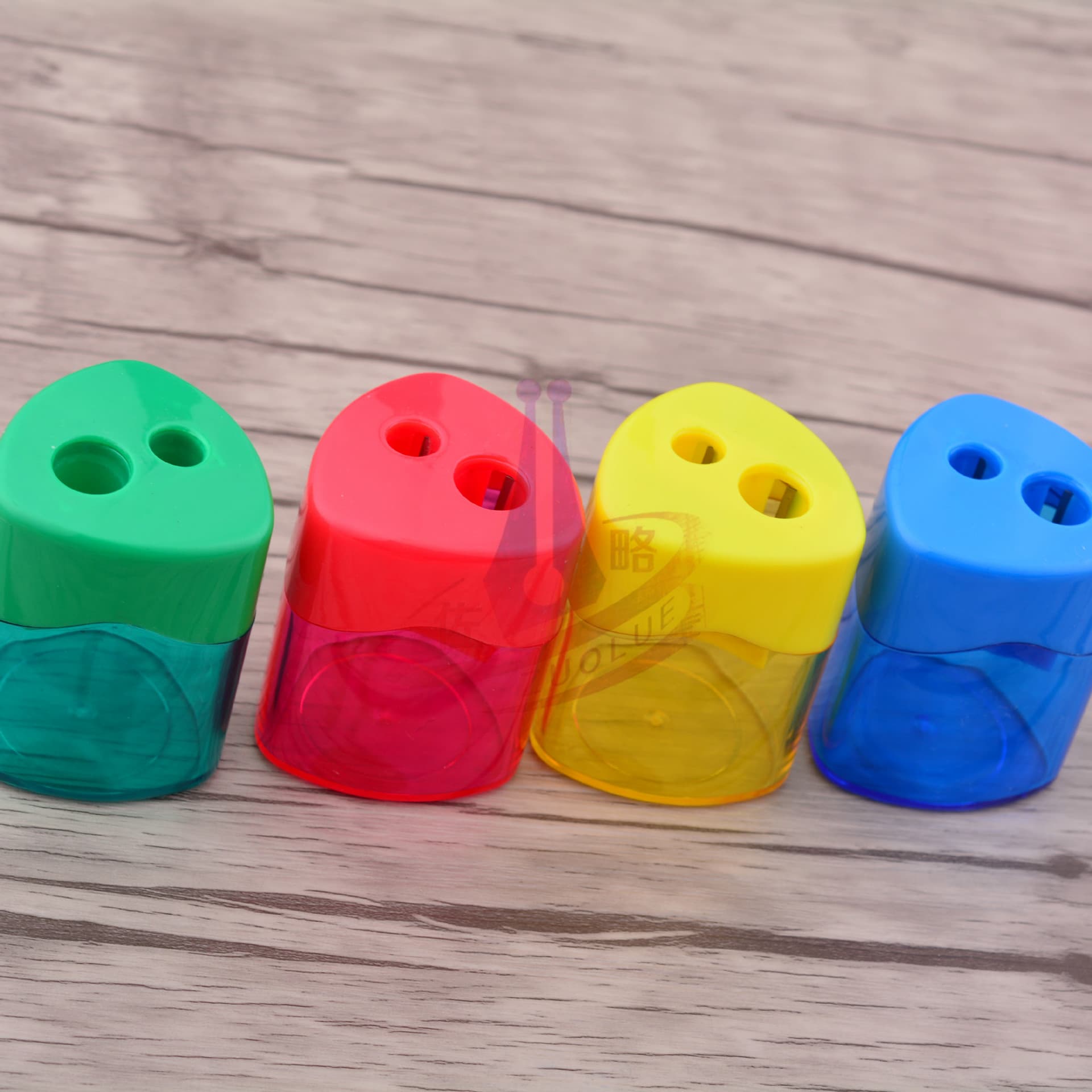 Dual-Hole Pencil Sharpener Plastic Triangular Sharpener - Cute Children's Pencil Sharpener with Logo Printing Option