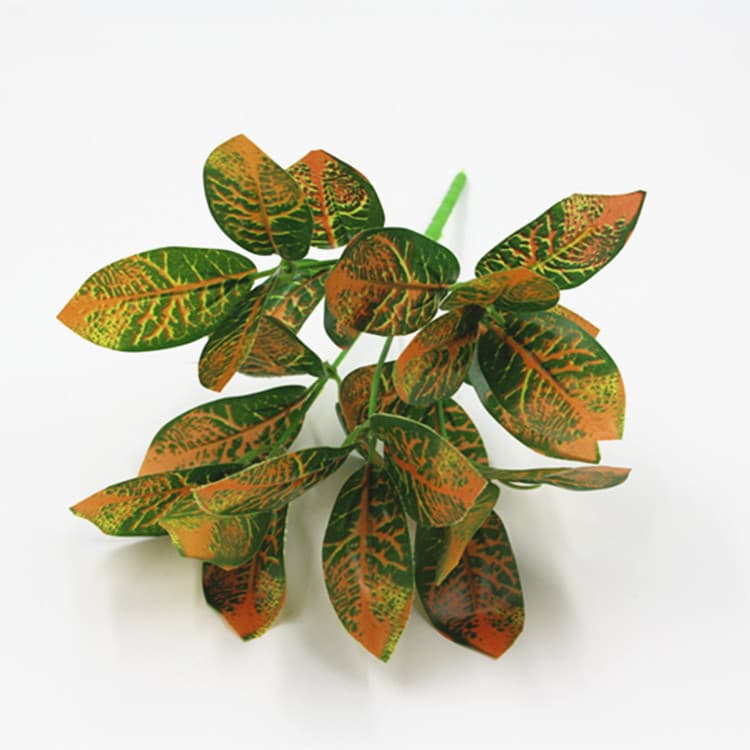 Manufacturer supplies wall door head decoration plant wall green plant wall accessories 5-fork simulated leaf color changing wood changing leaf wood