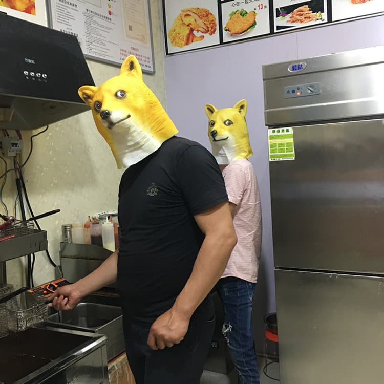 Jiuding Dog Head Cute Meme Annoying Dog Head Mask Wolf Dog Head Mask Doge Spiritual Pollution Yellow Dog Head Mask Halloween