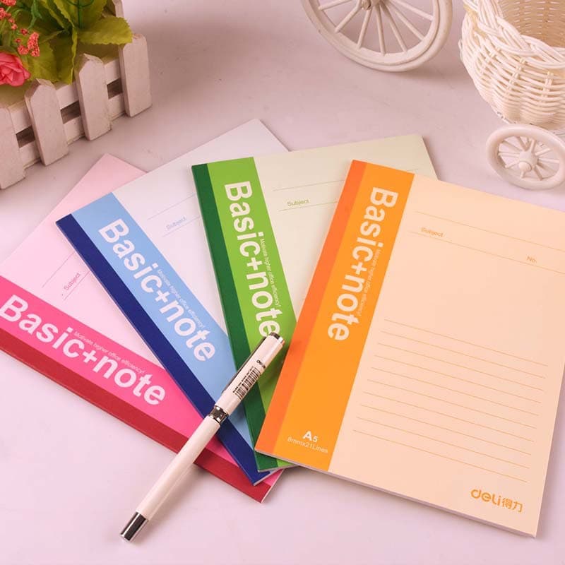 Deli 7650 notebook thickened softcover notebook for students, diary notepad A5 simple fresh design large.