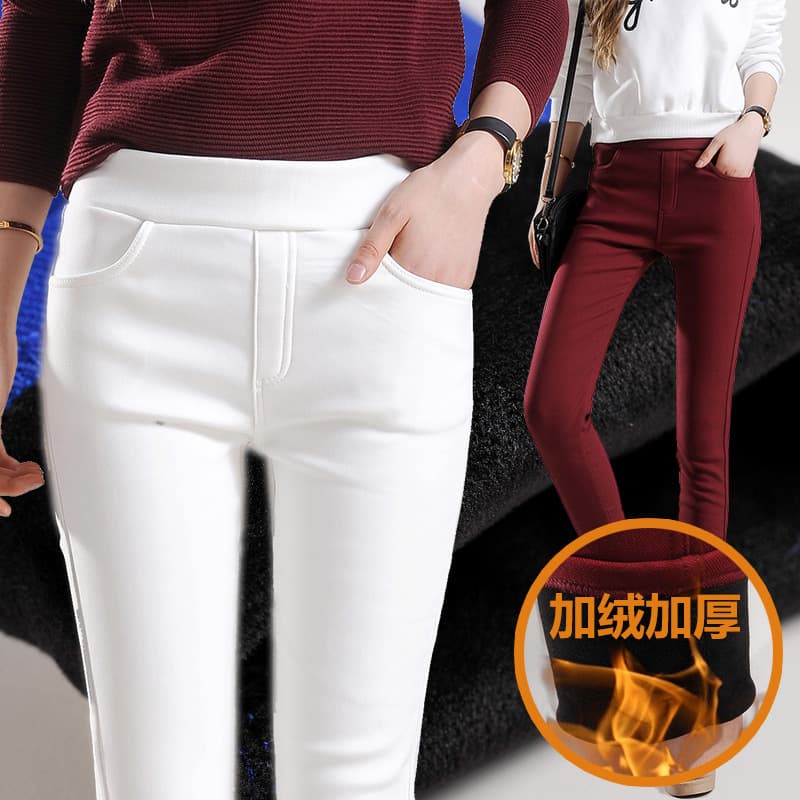 Daily Deal Winter Fleece-Lined Thermal Leggings for Women Skinny Cotton Pants Slim Fit Long Johns