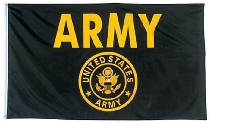 Yellow Text with round Logo Black Background US Army Flag 90x150cm Polyester Material No Flagpole Included Other Holiday Use