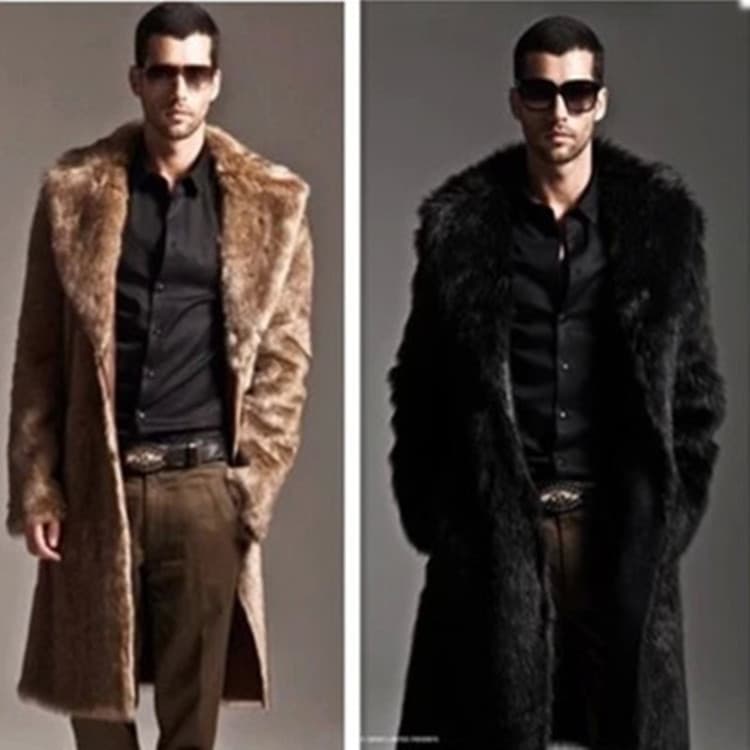 Haining European and American Men's Fur Coat Thickened Warm Wool Jacket Faux Fur Coat Men's Long Mink Coat