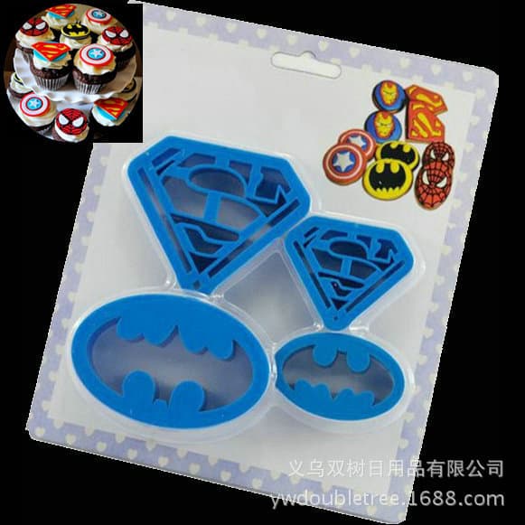 4pcs Batman and Superman Cookie Cutter Cake Mold Fondant Cake Decoration Mold OPP Simple Packaging