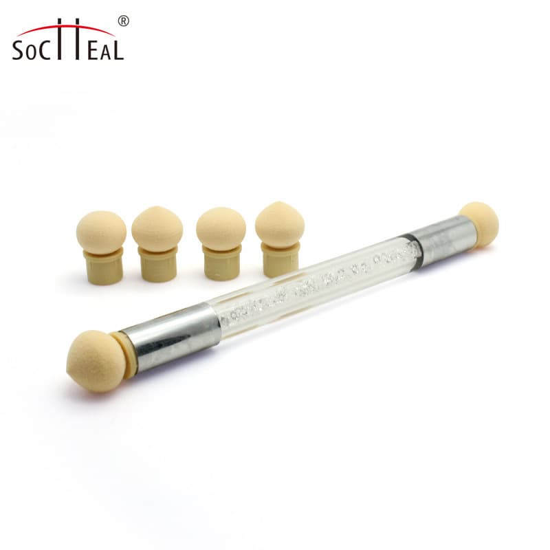 Nail Art Gradient Brush, Blending Brush, Stippling Brush, Gel Stippling Sponge Brush, Dual-Ended Replaceable, 1 Handle with 4 Heads, Wholesale Available