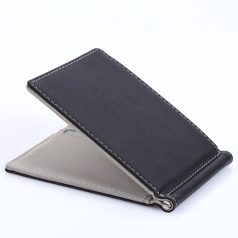 Fashionable Men's Creative Wallet Pu Card Holder Stylish Dollar Clip Sewing Thread Money Clip Business Card Sleeve