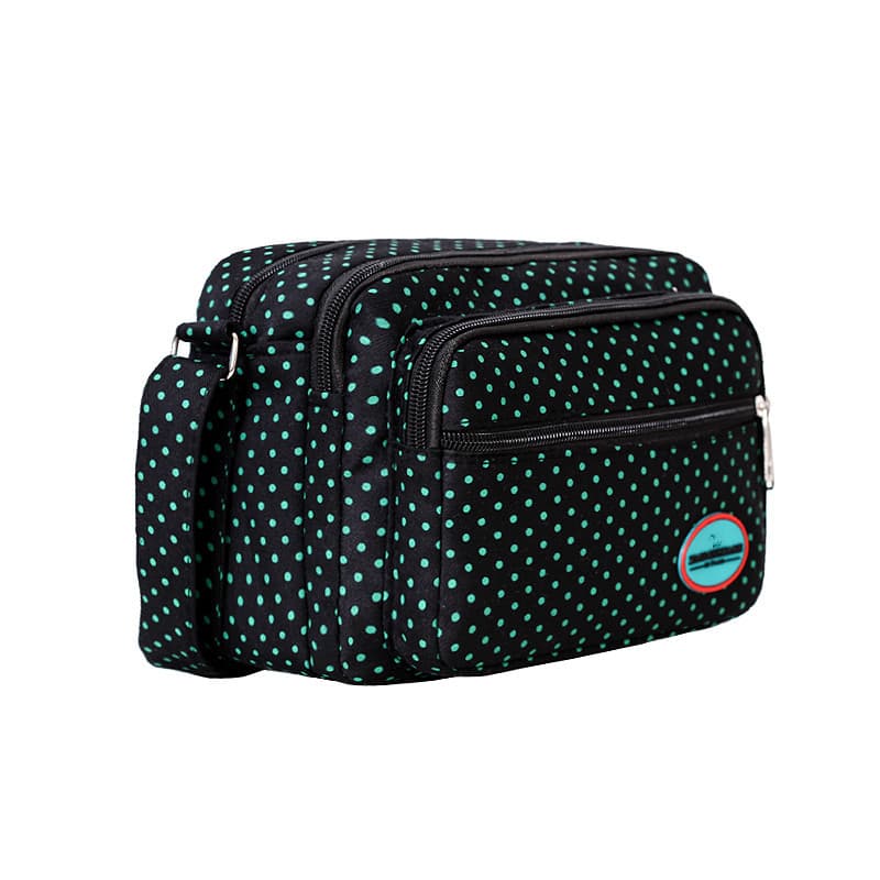 Korean Casual Polka Dot Canvas Women's Bag Factory Wholesale Middle-aged and Elderly Crossbody Large Capacity Multi-layer Shoulder Bag for Street Vendors