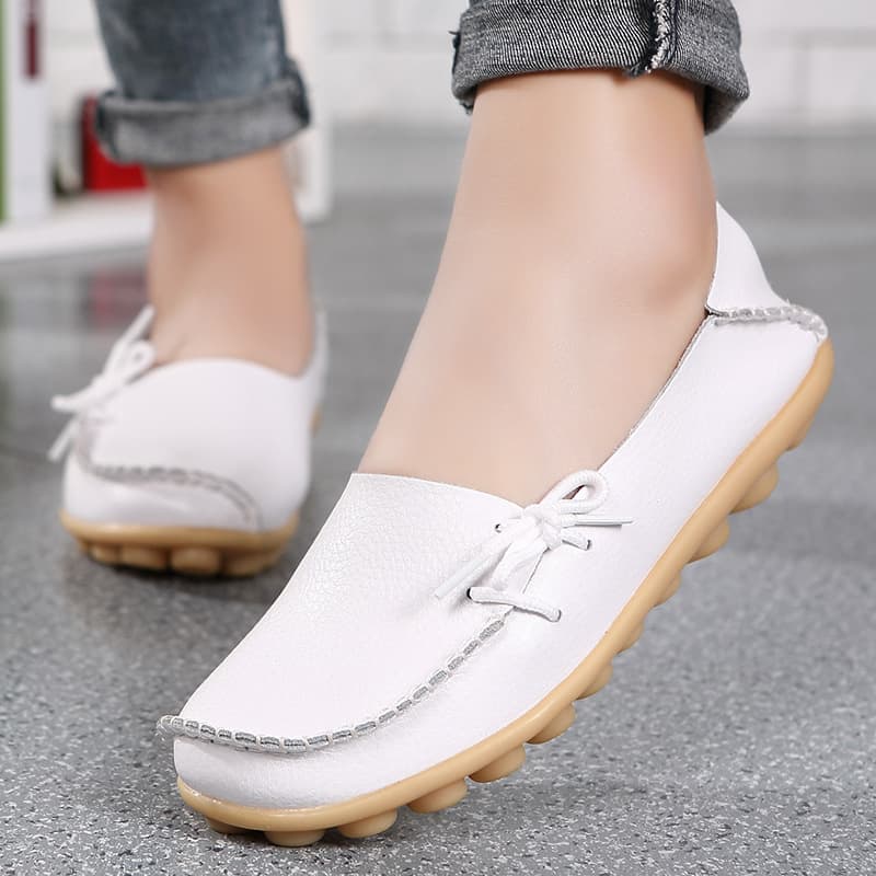 Cross-border Spring/Summer Plus Size Women's Genuine Leather Nurse Lace-up Flat Casual Loafers