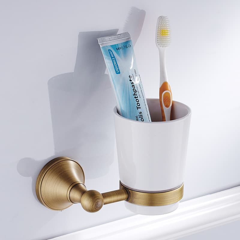 Brass Antique Bathroom Hardware, Vintage Single Cup Holder, Bathroom Toothbrush Cup Storage, Available for Drop Shipping