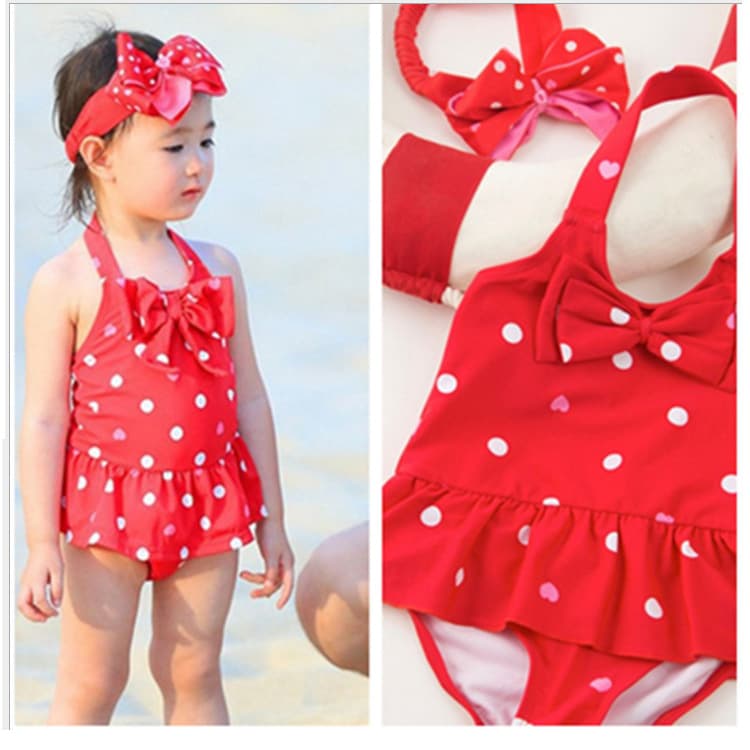 Korean Version Aoli Same Style Kids Swimsuit Cute Baby Girl Romper Dress Style Hot Spring Beach Swimwear