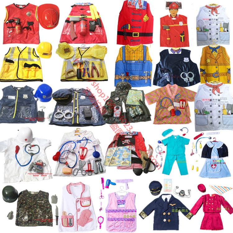 Children's professional experience role performance firefighter police uniform doctor nurse engineer pirate chef drop shipping
