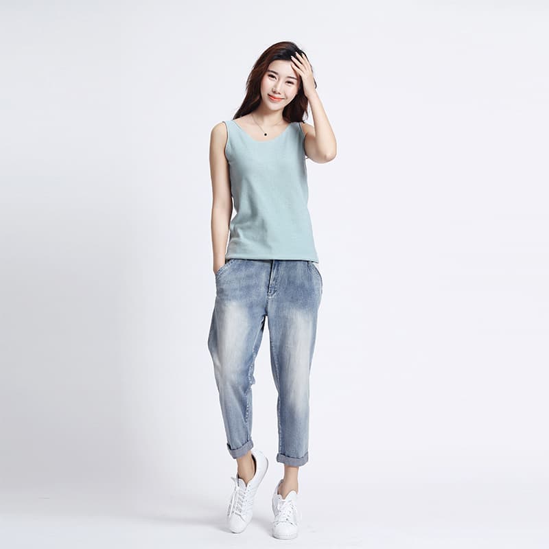 Spring and Summer Casual Loose Cotton Vest Women's Outerwear Undershirt Inner Layering Camisole Short Knit Top Factory Wholesale