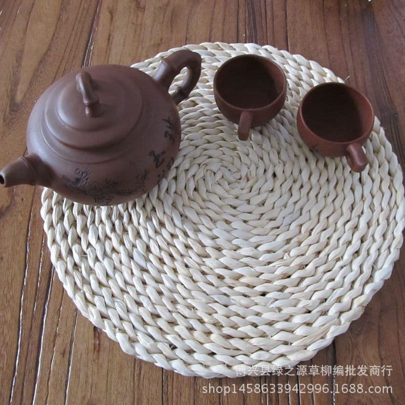 Straw Heat Insulation Mat for Bowls, Plates, Cups, Casserole Dishes, Round Anti-Scald Mat, Table Mat