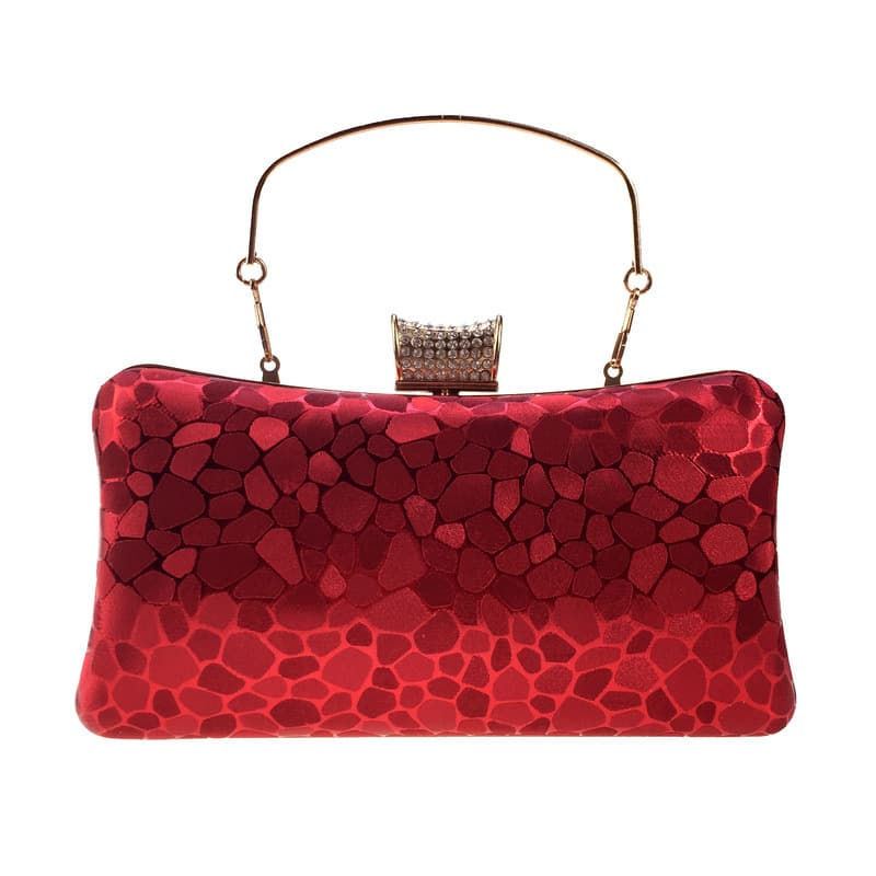 AliExpress Amazon Foreign Trade Rhinestone Evening Bag Water Cube Leather PU Evening Bag Clutch Chain Women's Leather Bag