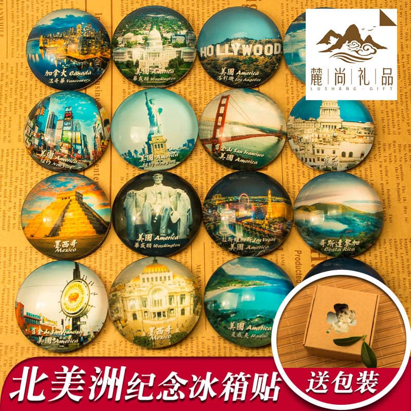 Characteristic cities around the world, tourist scenery souvenirs, North America, the United States, Canada, cultural and creative magnets, refrigerator magnets