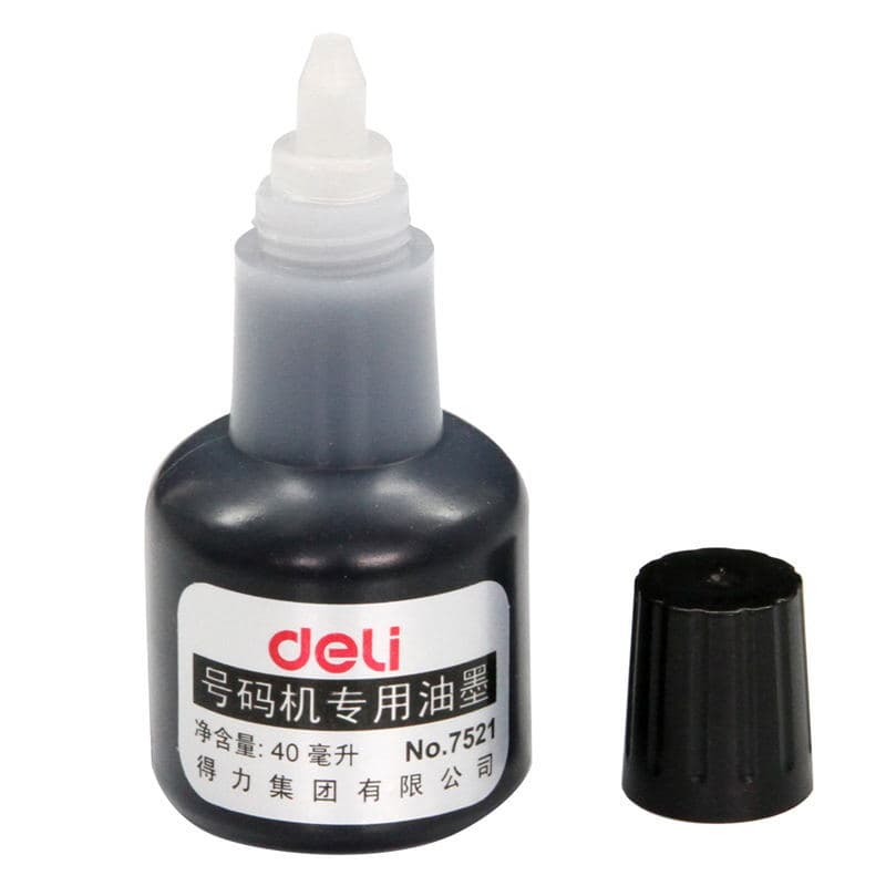 Deli 7521 Special Ink for Automatic Coding Machine, Black Ink, 40ml