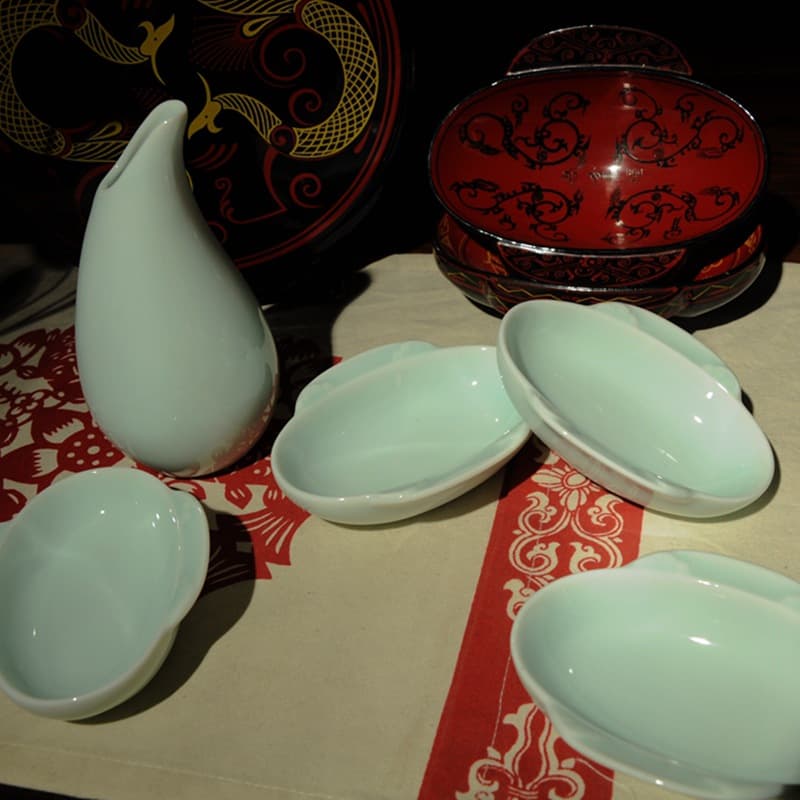 Ear Cup Feather Cup Flowing Cup Retro Wine Cup Creative Ceramic Wine Cup Orchid Pavilion Preface Lacquer Wine Cup