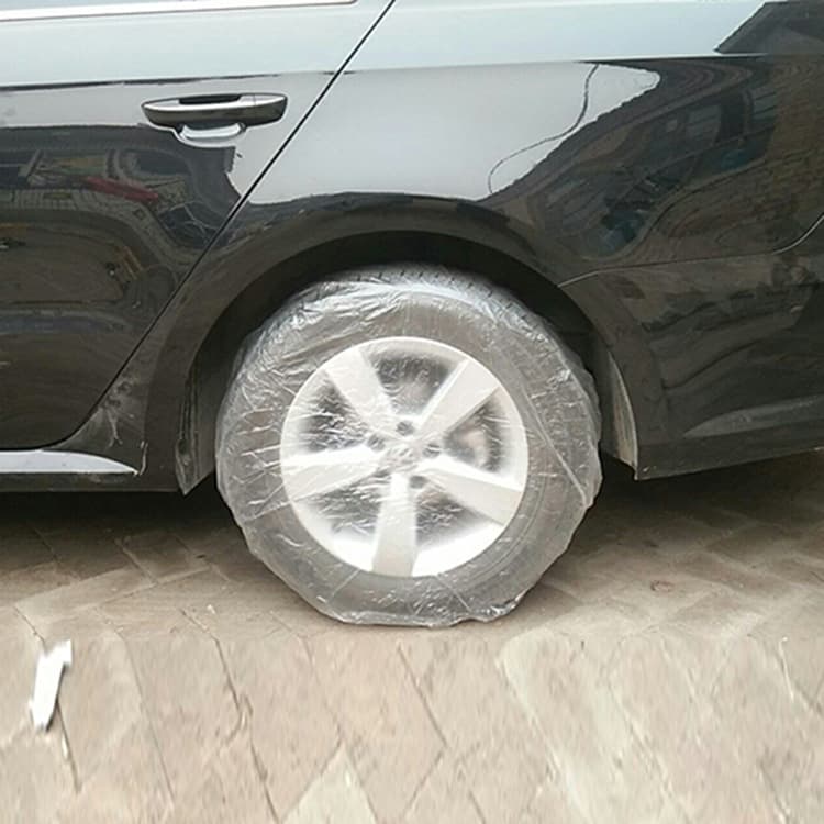 Tire Cover Manufacturer Disposable PE Transparent Tire Cover, Car Plastic Tire Bag Waterproof Cover