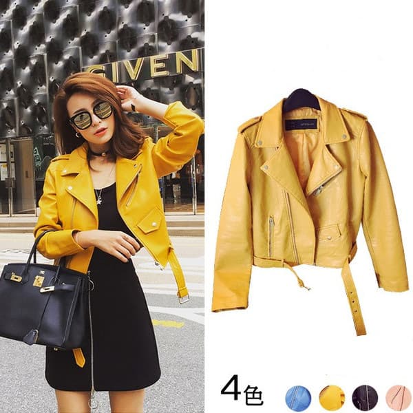2023 New Slim Fit Leather Women's Short Coat pu Jacket Korean Bike Clothing Spring Women's Fashion
