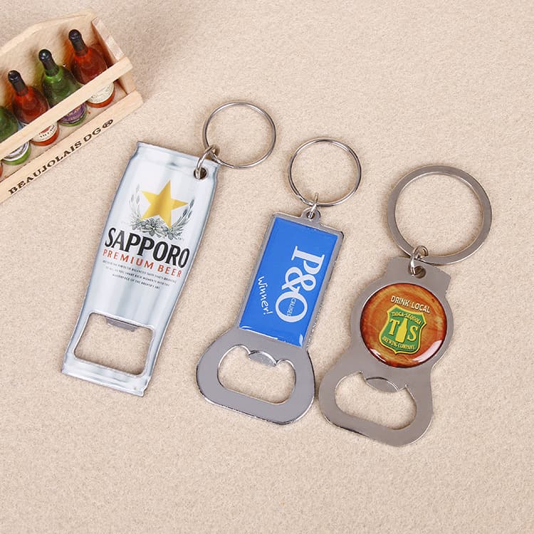 Custom Logo Beer Bottle Opener Creative Keychain Metal Stainless Steel Bottle Opener