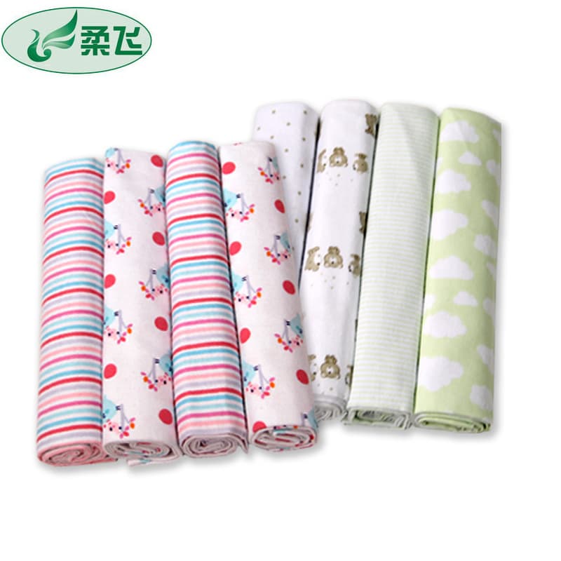 Factory Price Promotion All-Cotton Flannel Baby Blanket, Printed 102X76 Single Layer 4-Pack Export Bed Sheet Wrap Blanket