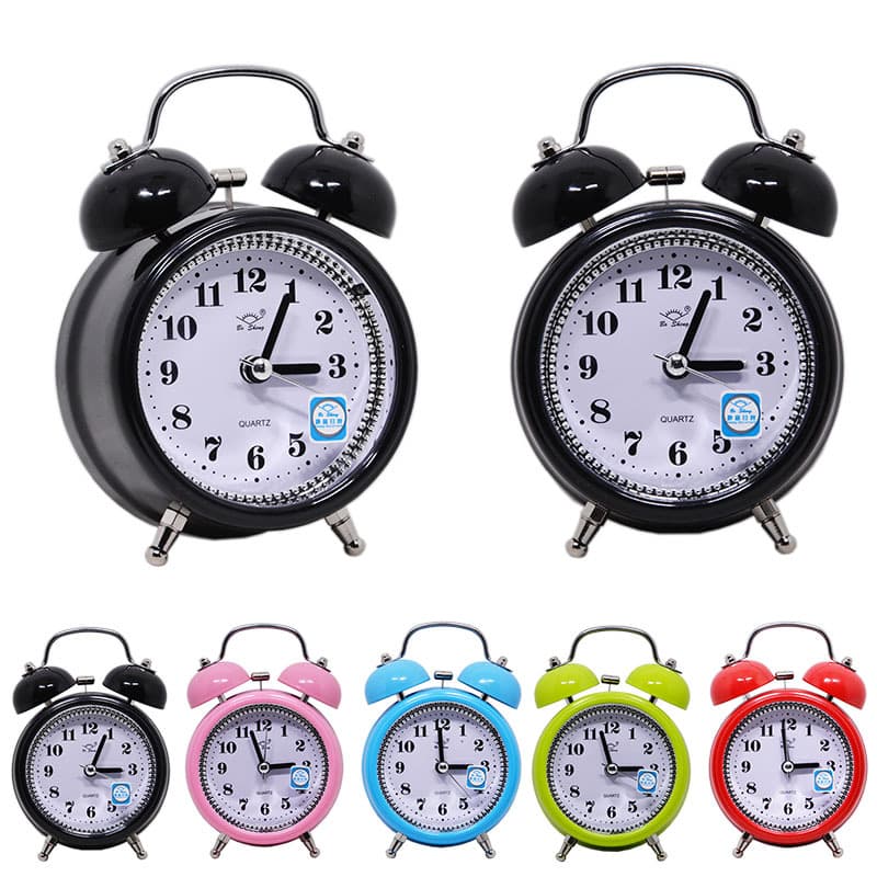 Wholesale Alarm Clock Student Silent Alarm with Light Simple Metal Bell Clock 3-inch for Middle/High School