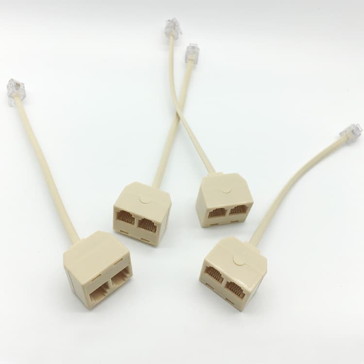 RJ11 telephone splitter box, telephone adapter, male to female horn-shaped splitter manufacturer.