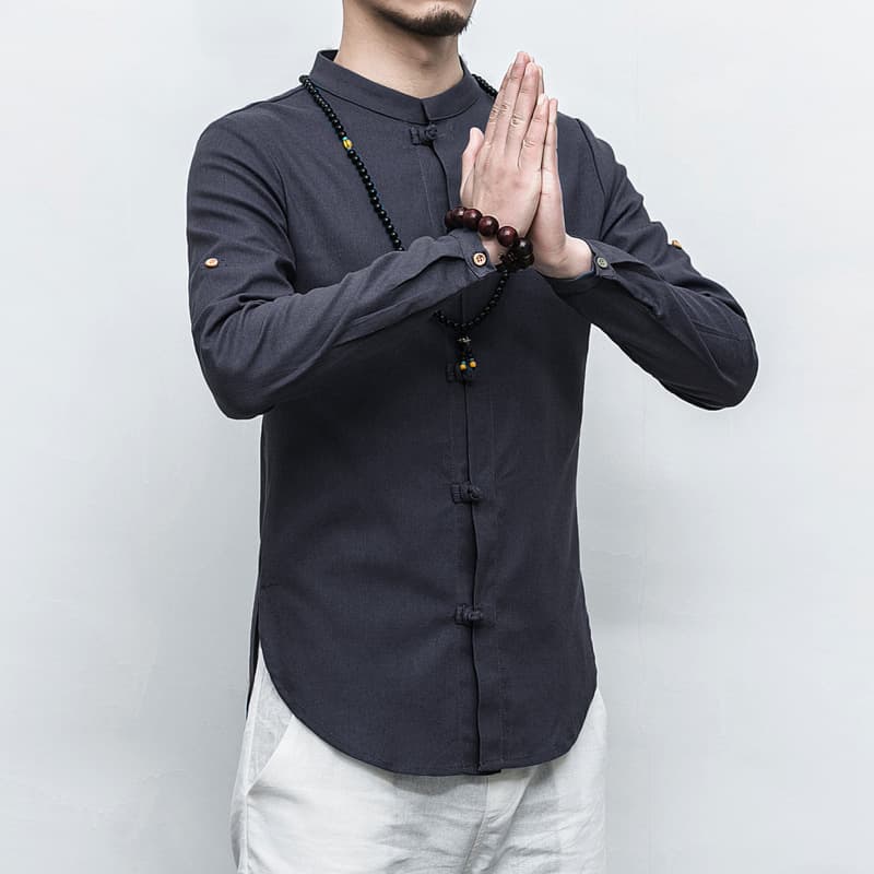 2017 Spring/Summer New Men's Linen Casual Long-Sleeve Shirt Chinese Style Button-Knot Cotton Linen Tang Suit Shirt
