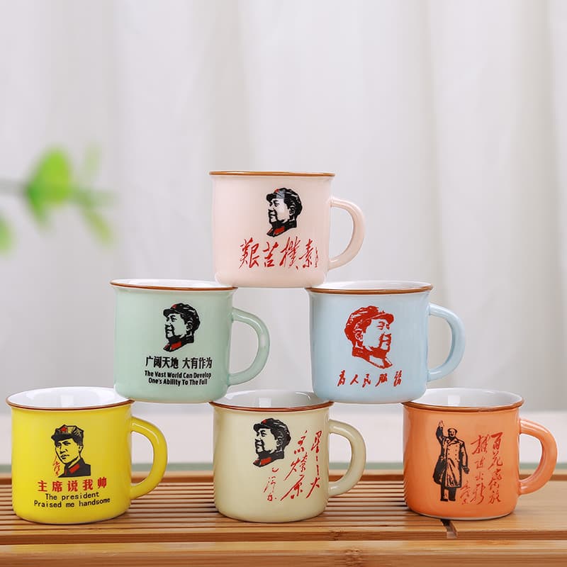 Ceramic Mug Wine Glass Colorful Enamel-Like Retro White Porcelain Water Cup Office Creative Tea Mug LOGO