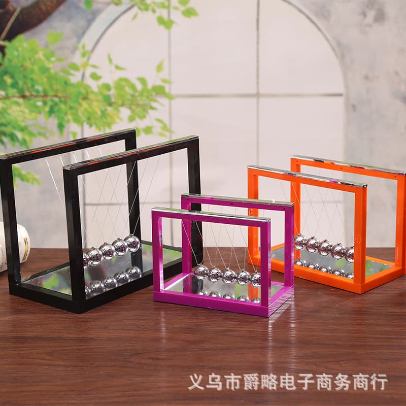 Large, Medium, and Small Colorful Newton's Cradle Bumper Ball with Mirror Newton's Cradle Classic Home Craft Decor