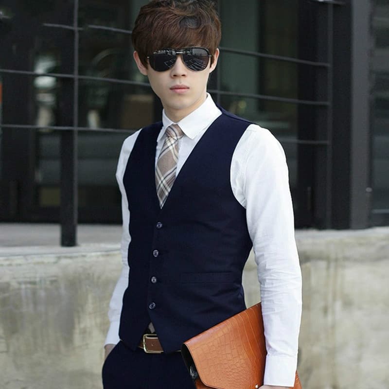 Autumn/Winter Korean Style Trendy Slim Fit Suit Vest, Men's British Casual Professional Vest Factory Direct Wholesale