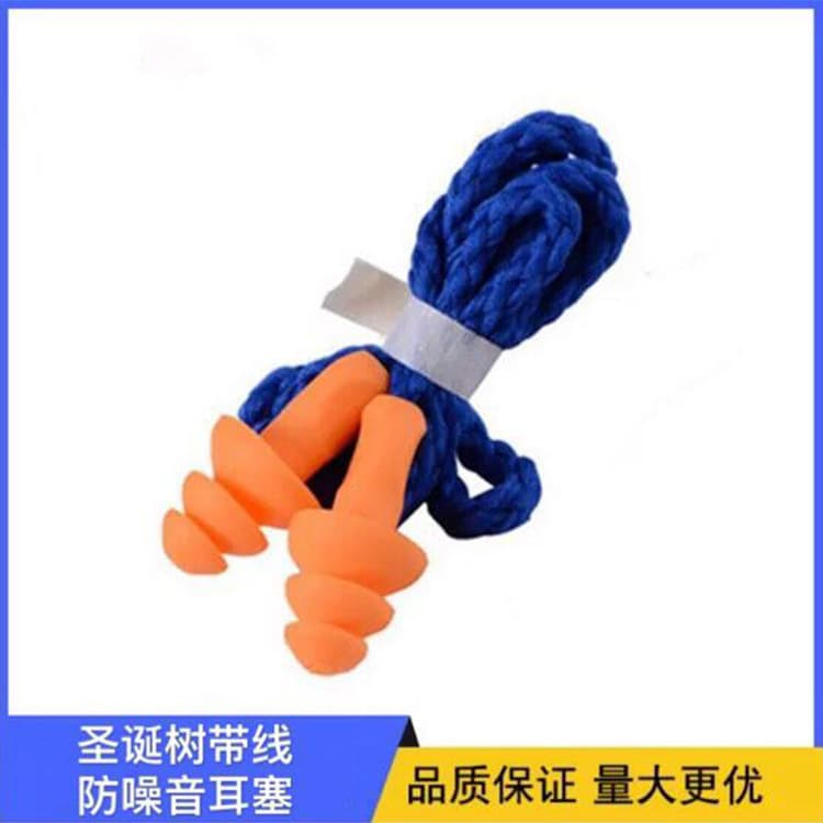 Noise-canceling Christmas tree-shaped earplugs with wires, bulk silicone earplugs, soundproof earplugs, factory direct supply.