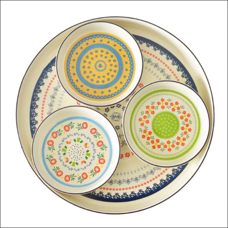 Japanese Creative Ceramic Plate for Home Use, Ethnic Style Dinner Plate, Cake Plate, Dumpling Plate, Pastry Plate, Pizza Plate
