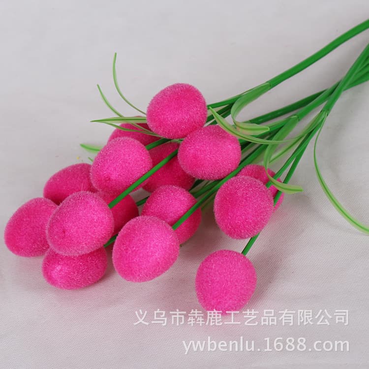 Decorative simulated plant plastic flower ball single branch simulated green plant ball round plant hair ball single artificial flower