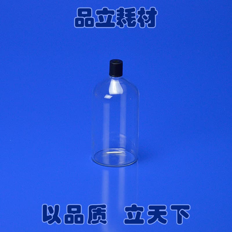 Glass headspace vials, anaerobic bottles, screw-thread narrow-neck glass bottles, and large-mouth anaerobic bottles with inner stoppers for laboratory use.
