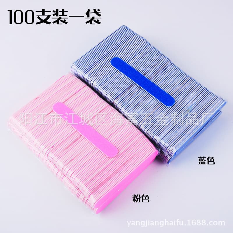 In Stock 100 PCs double-sided sandpaper wood piece nail file disposable polishing sandpaper polishing mini nail file strip