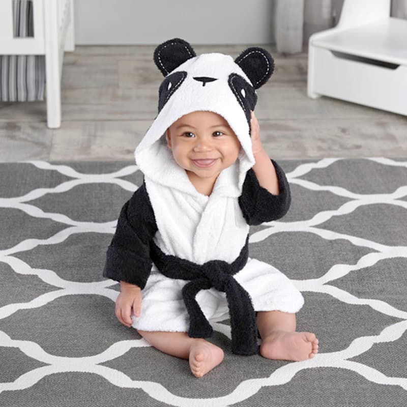 Flannel Baby Bathrobe New Fashion Children's Loungewear Unisex Kids Uniform Cute Panda Cartoon Nightgown