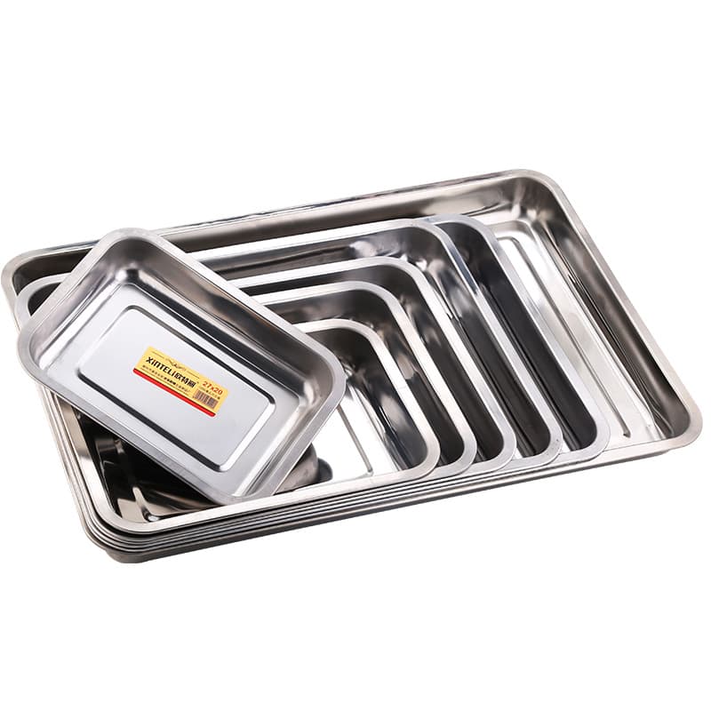 Magnetic thickened stainless steel square plate rectangular tea tray tableware barbecue plate magnetic design tray special storage