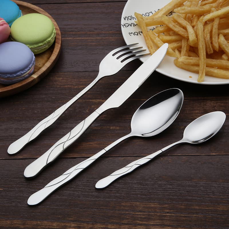 Meijiashun stainless steel tableware Wheat ear stainless steel spoon S-shaped ice round creative knife, fork and spoon tableware set spoon