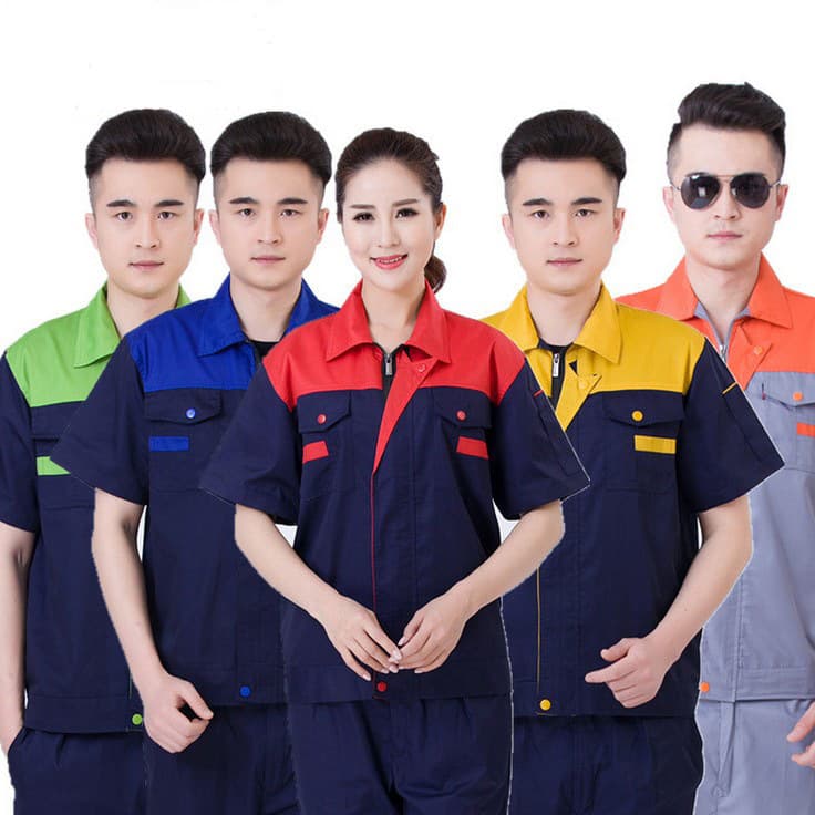 Summer Short-Sleeve Workwear Set Top and Bottom Men's Women's Half-Sleeve Auto Repair Suit Factory Workshop Engineering Uniform Logo
