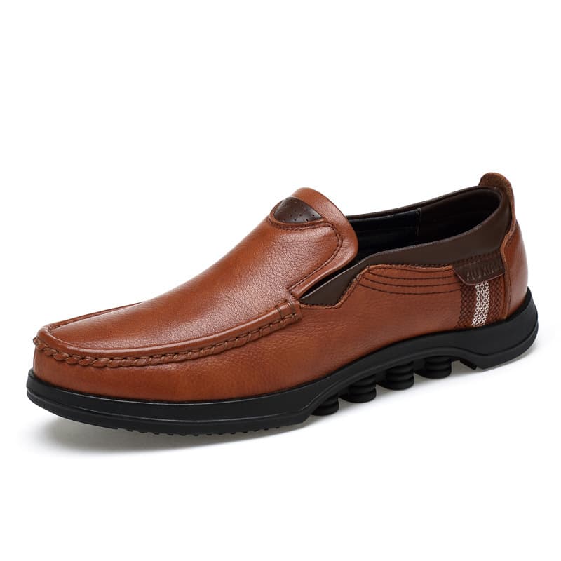 Large Size 48 Top Leather Daily Casual Lazy Shoes Grain Top Leather Slip-on Leather Shoes Hand-stitched Men's 2030 Shoes
