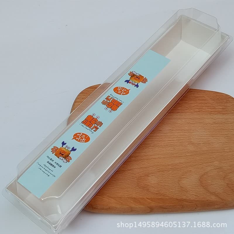 B08 Rectangular Paper Plastic Pastry Packaging Box Crab Small Square Macaron Biscuit Puff French Dessert Packaging Carton