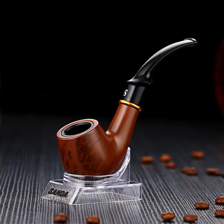 Bakelite Hand-Crafted Curved Handle Smoking Pipe Accessories, Classic Curved Filter Smoking Pipe, Men's Business Gift Solid Wood Smoking Pipe