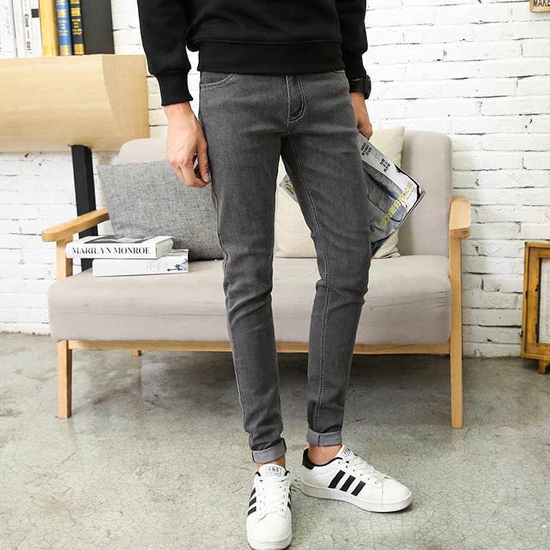 Carefully Selected New Spring and Autumn Men's Elastic Slim-Fit Jeans Korean Style Slim Jeans Youth Long Pants 820