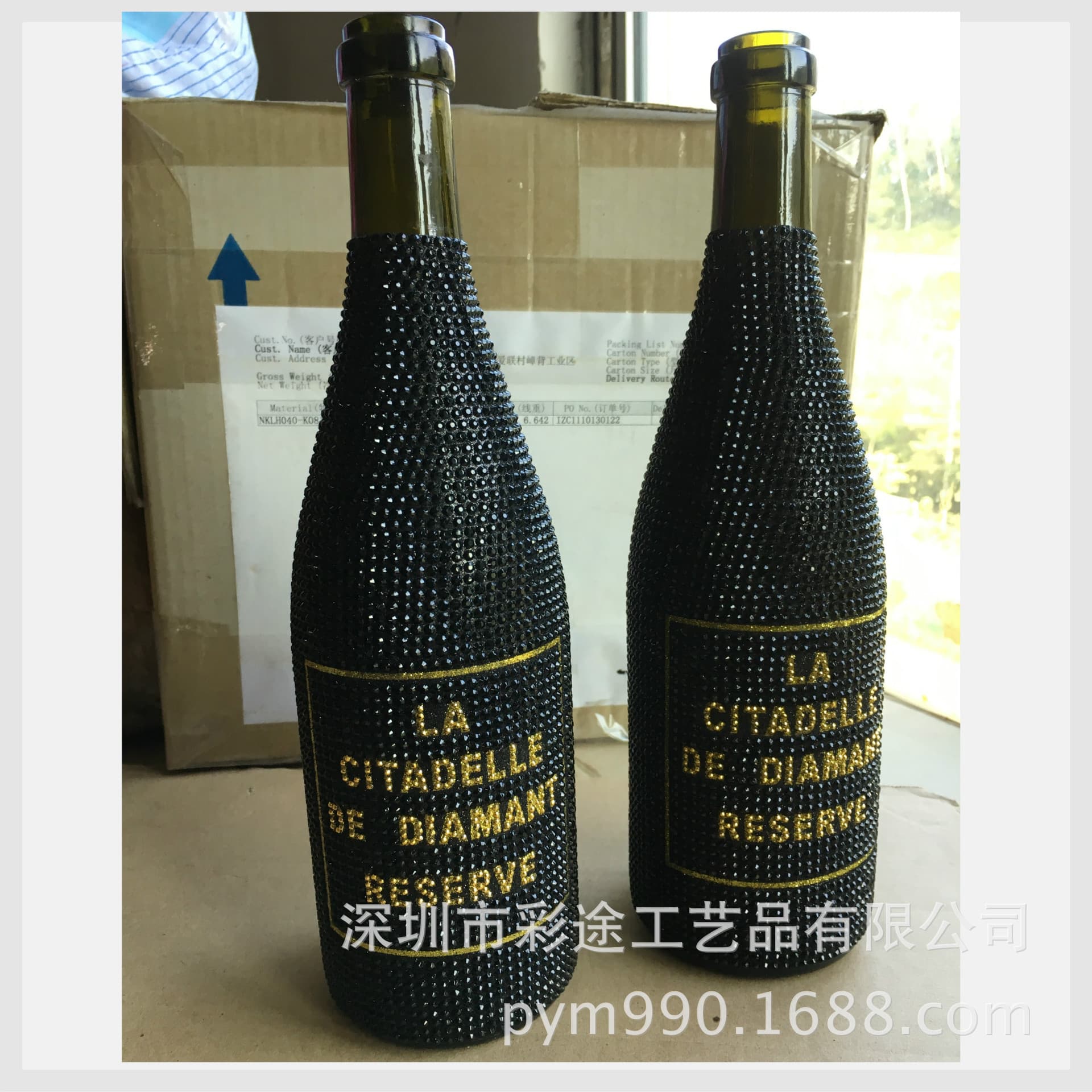 Bottle Rhinestone Application, Glass Bottle and Cup Diamond Embellishment, Champagne Bottle and Glass Custom Decoration