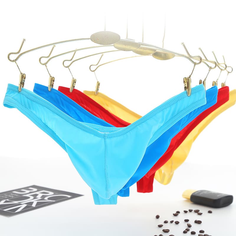 Low-Rise Nylon Ice Silk Seamless Men's Thong G-String Sexy Underwear Men's Briefs T-Back Thong